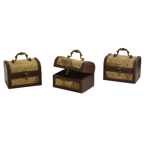 Decorative Chest w-Map (Set of 3)