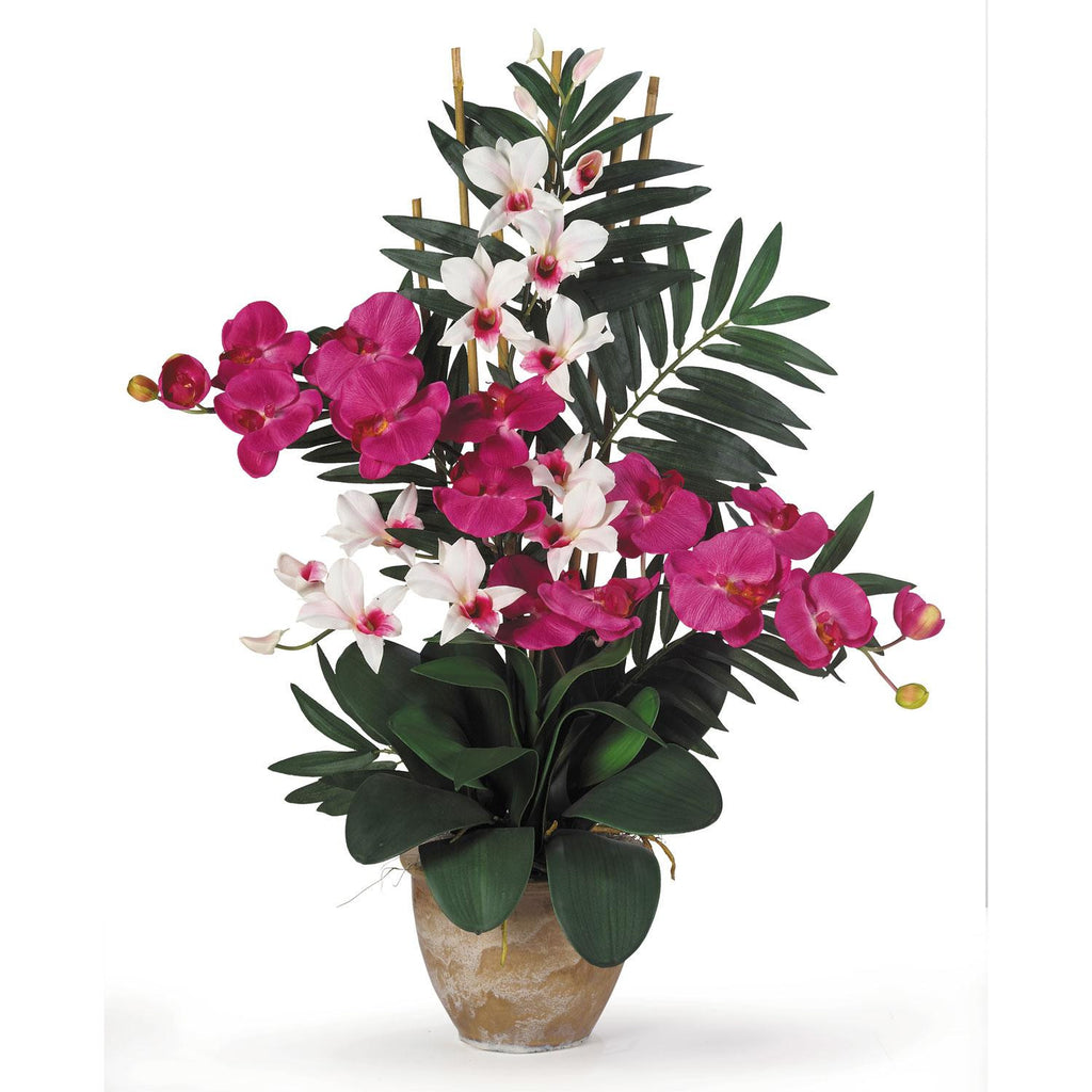 Double Phal-Dendrobium Silk Flower Arrangement