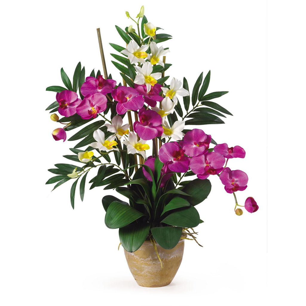 Double Phal-Dendrobium Silk Flower Arrangement