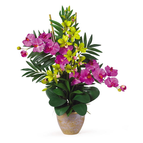 Double Phal-Dendrobium Silk Flower Arrangement