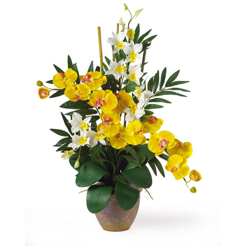 Double Phal-Dendrobium Silk Flower Arrangement