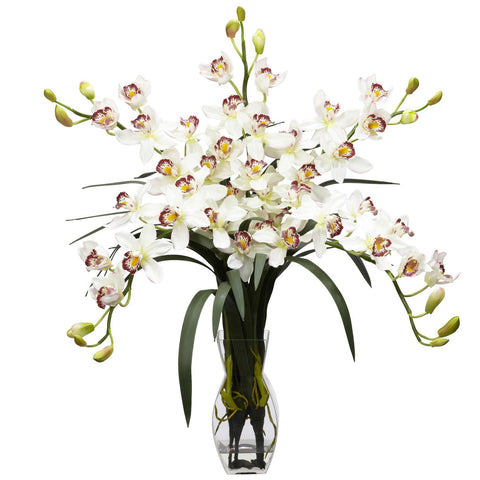 Cymbidium Orchid Silk Flower Arrangement