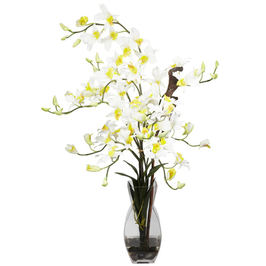 Dendrobium w-Vase Silk Flower Arrangement