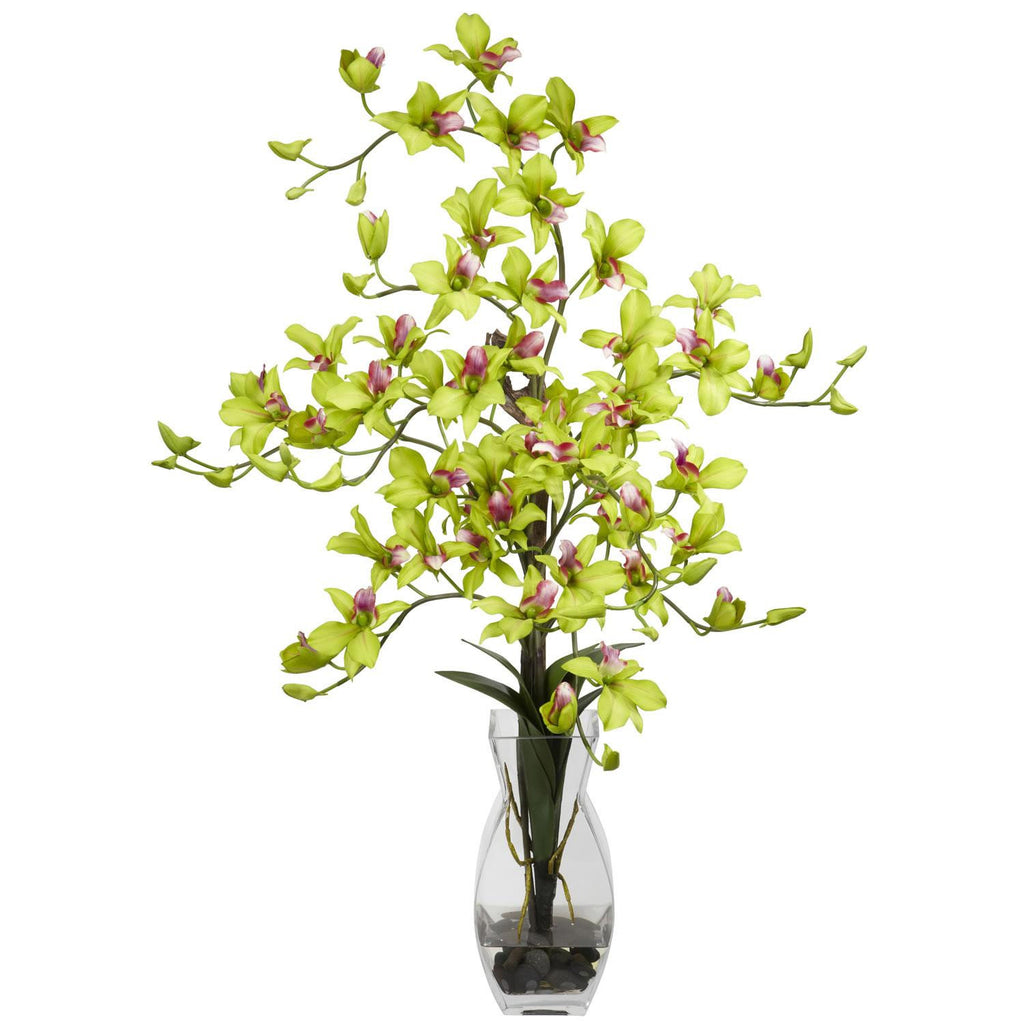 Dendrobium w-Vase Silk Flower Arrangement