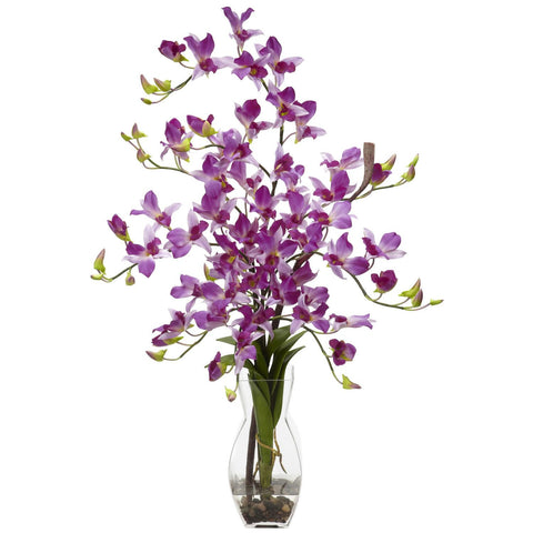 Dendrobium w-Vase Silk Flower Arrangement