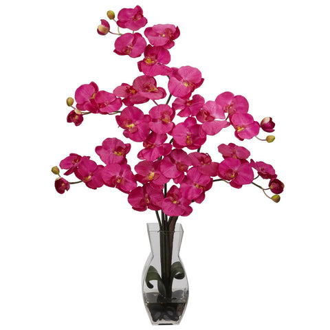 Phalaenopsis w-Vase Silk Flower Arrangement