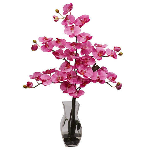 Phalaenopsis w-Vase Silk Flower Arrangement