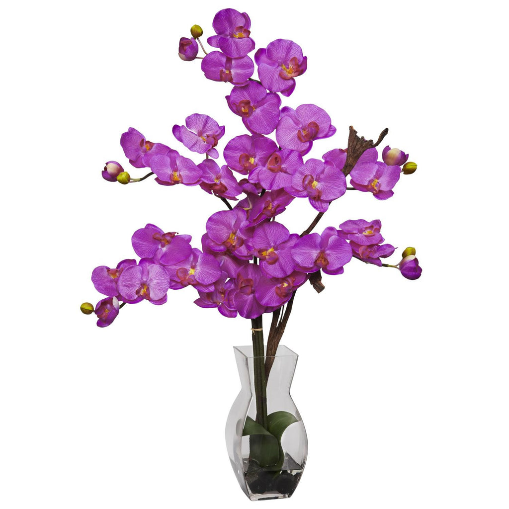 Phalaenopsis w-Vase Silk Flower Arrangement