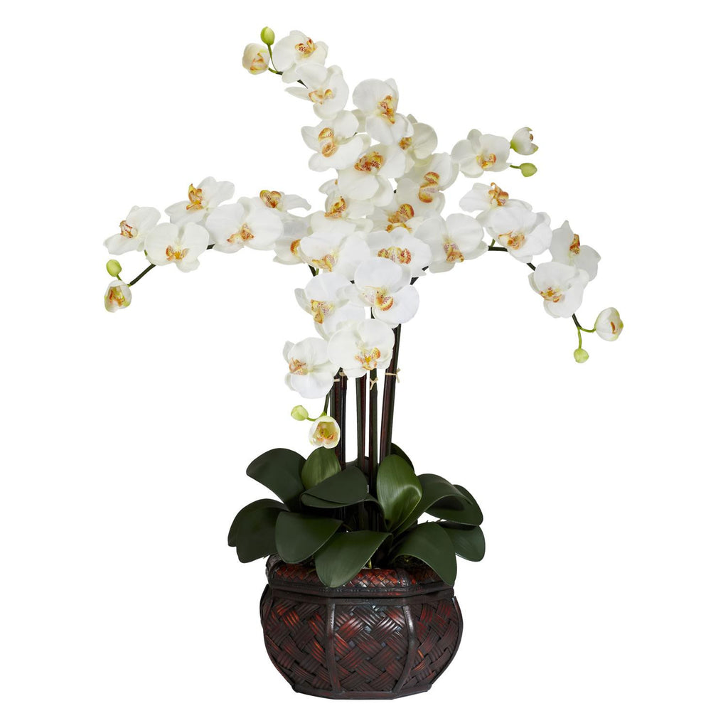 Phalaenopsis w-Decorative Vase Silk Flower Arrangement