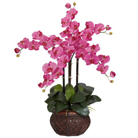 Phalaenopsis w-Decorative Vase Silk Flower Arrangement