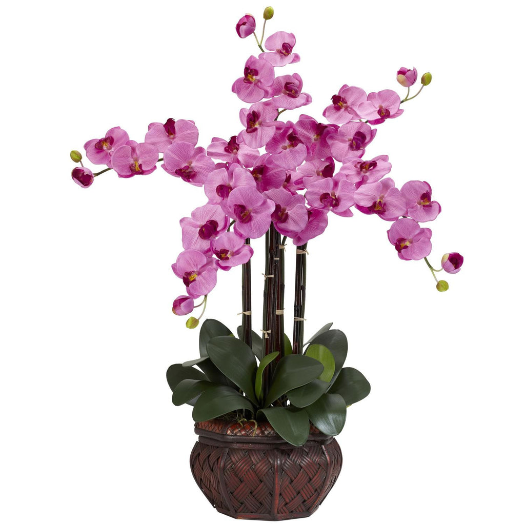 Phalaenopsis w-Decorative Vase Silk Flower Arrangement