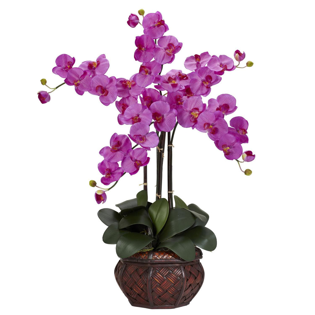 Phalaenopsis w-Decorative Vase Silk Flower Arrangement