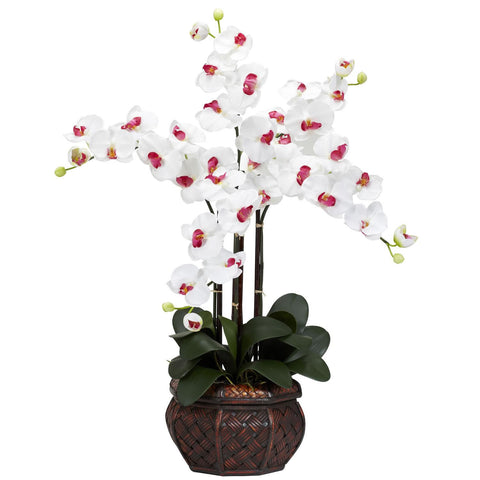 Phalaenopsis w-Decorative Vase Silk Flower Arrangement