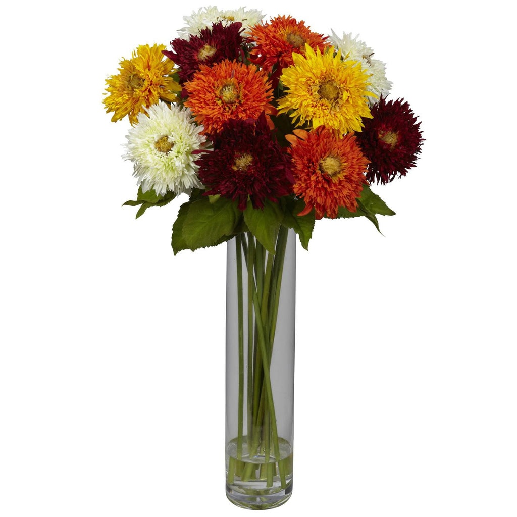 Sunflower w-Cylinder Silk Flower Arrangement