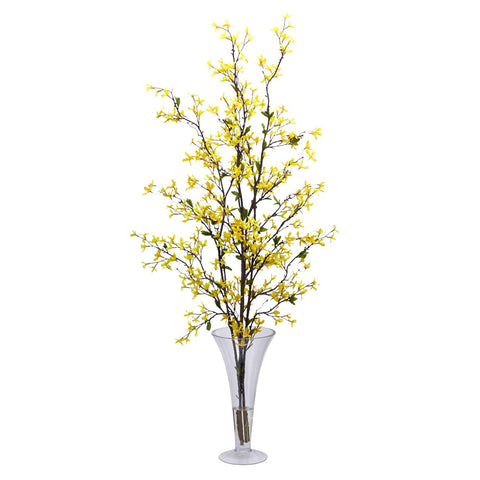 Forstyhia w-Vase Silk Flower Arrangement