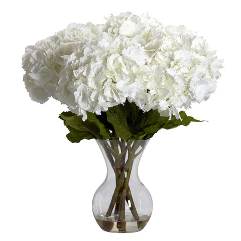 Large Hydrangea w-Vase Silk Flower Arrangement