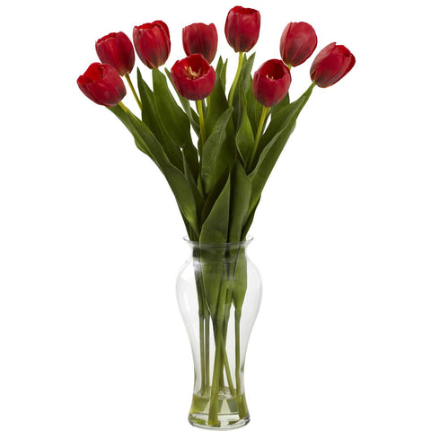 24" Tulips w-Vase