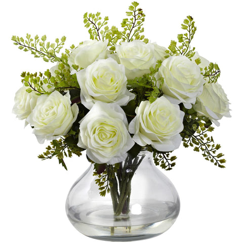 Rose & Maiden Hair Arrangement w-Vase