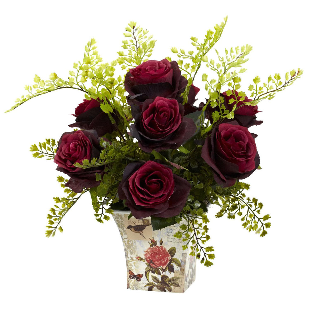 Rose & Maiden Hair w-Floral Planter