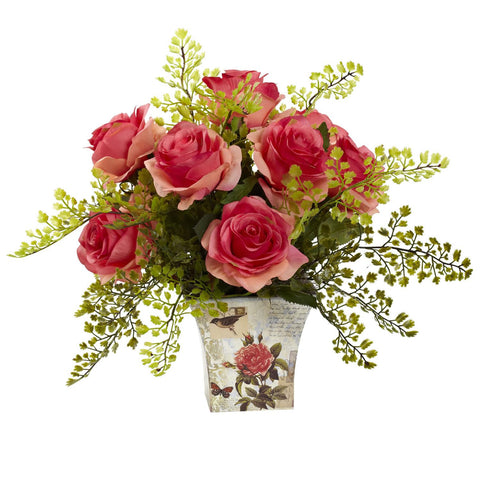 Rose & Maiden Hair w-Floral Planter