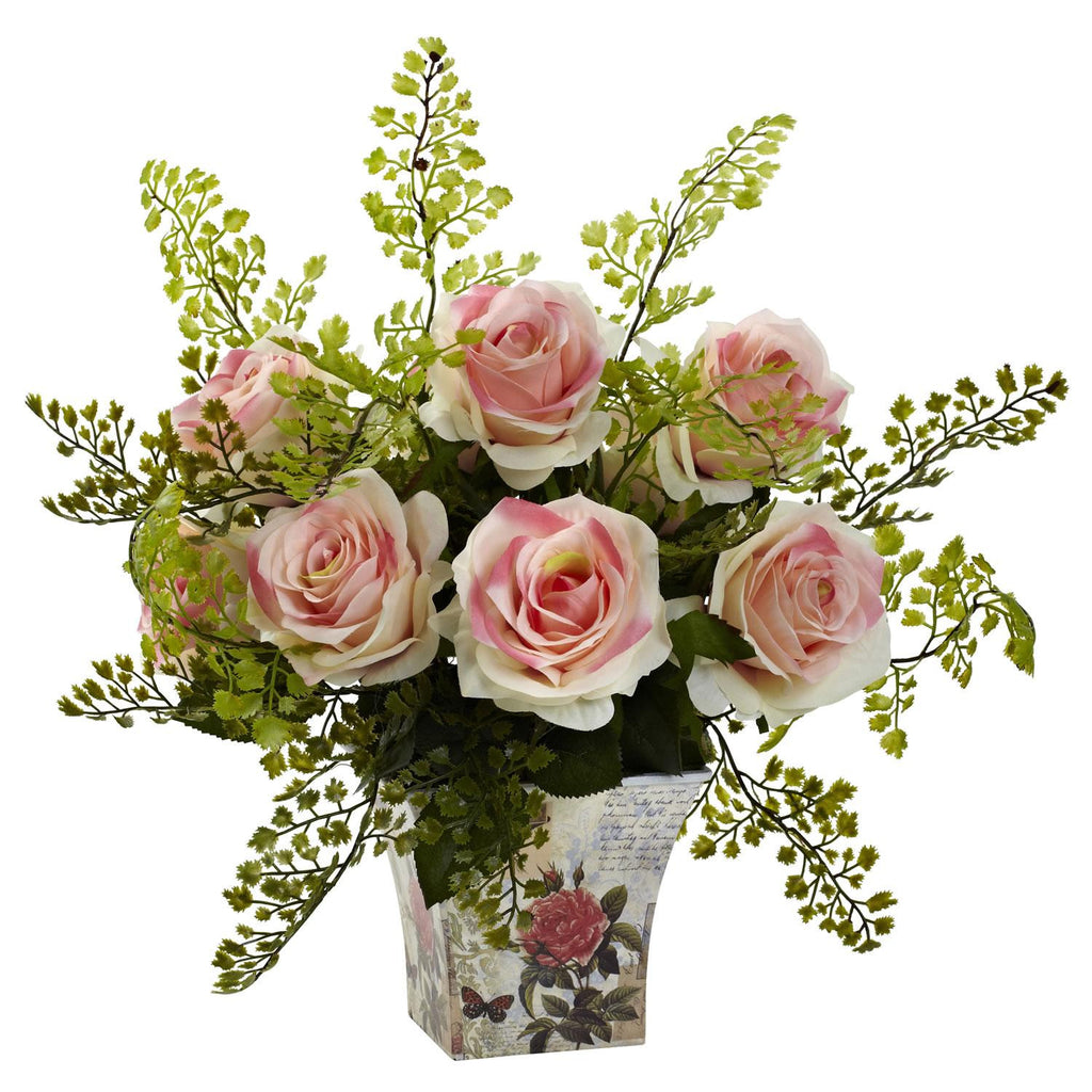 Rose & Maiden Hair w-Floral Planter