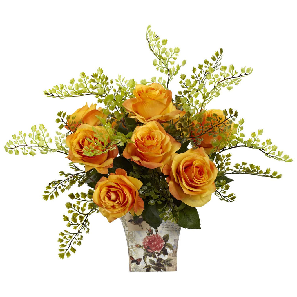 Rose & Maiden Hair w-Floral Planter