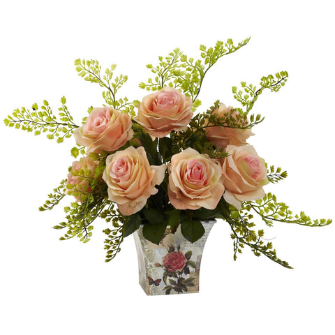 Rose & Maiden Hair w-Floral Planter