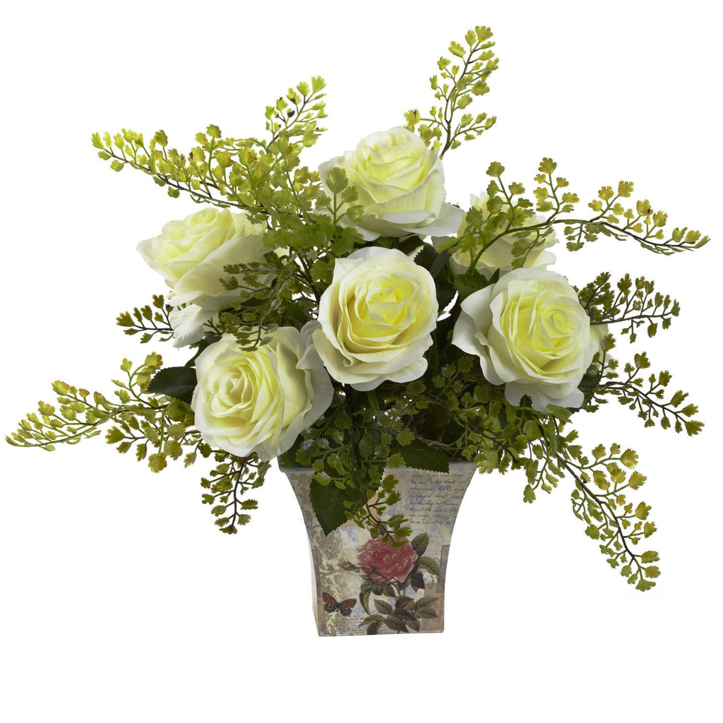 Rose & Maiden Hair w-Floral Planter