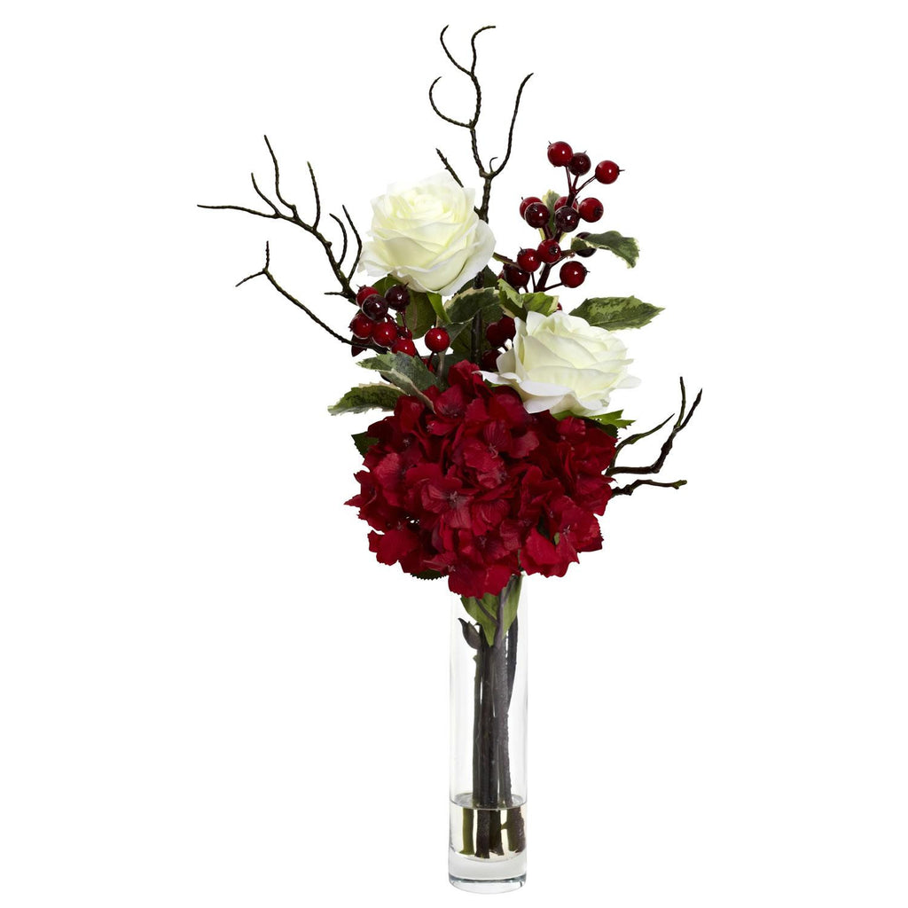 Merry Christmas Rose Hydrangea Arrangement