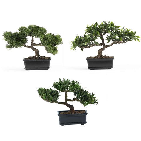 12" Bonsai Silk Plant Collection (Set of 3)