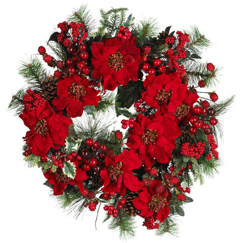 24" Poinsettia Wreath