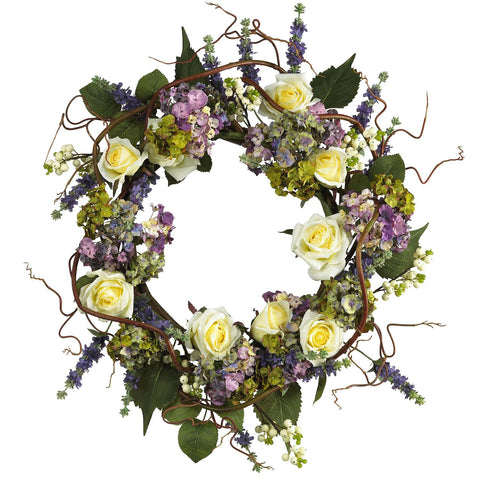 24" Hydrangea Rose Wreath