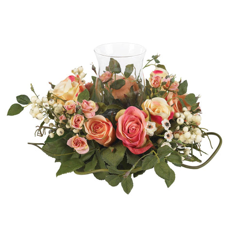 Rose Candelabrum Silk Flower Arrangement