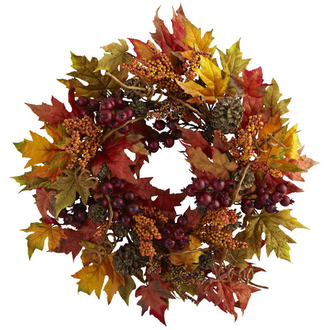 24" Maple and Berry Wreath