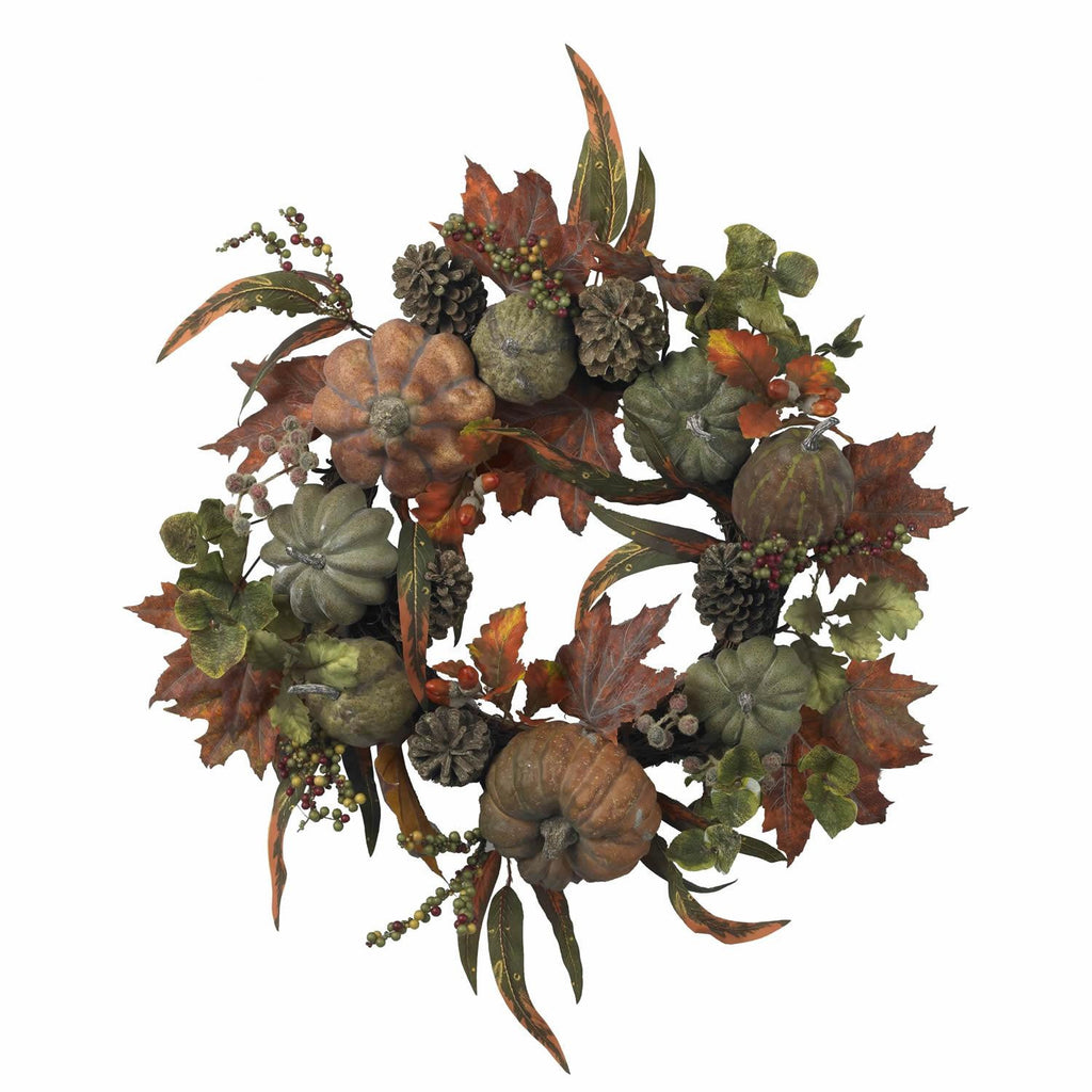 24" Pumpkin & Gourd Wreath