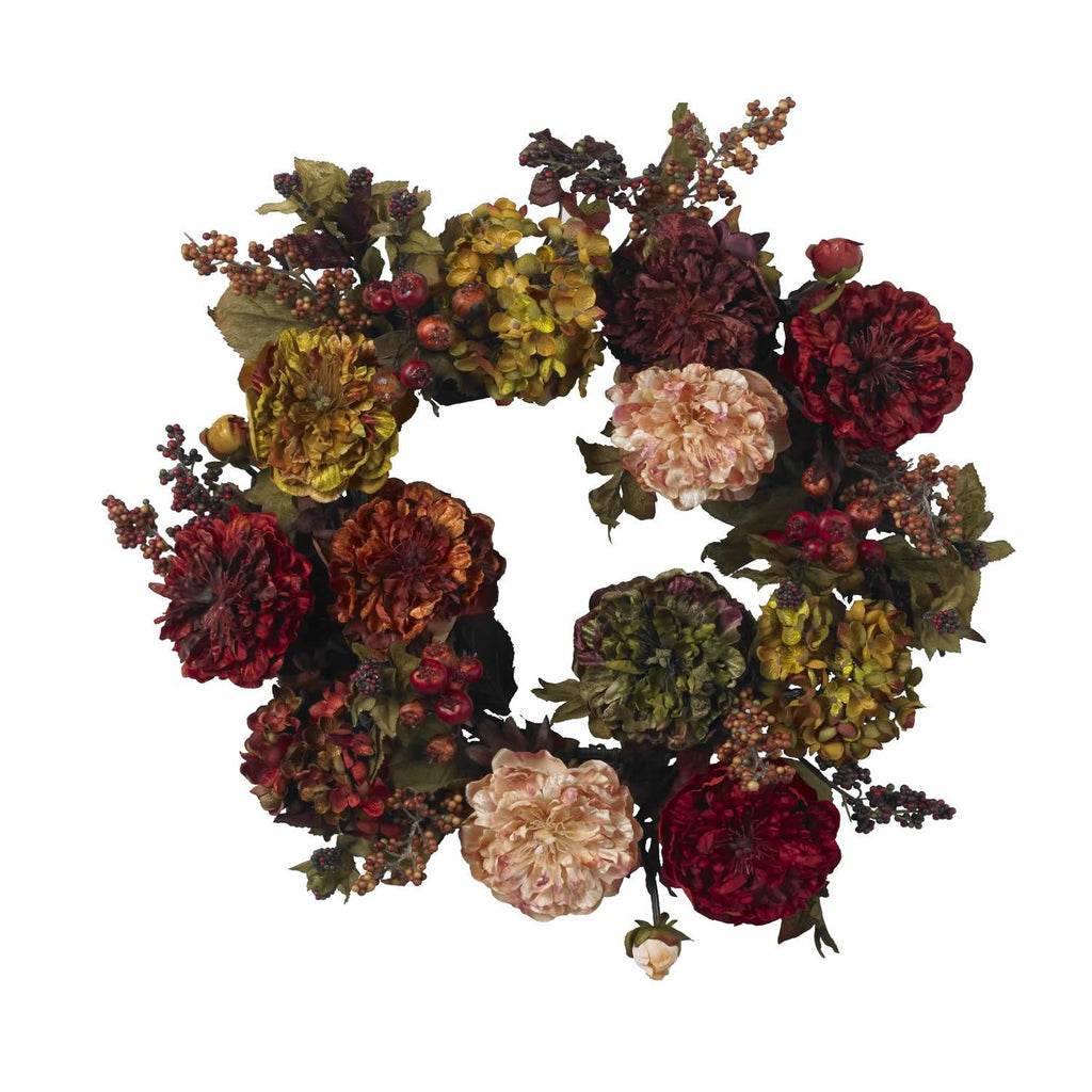 22" Autumn Hydrangea Peony Wreath