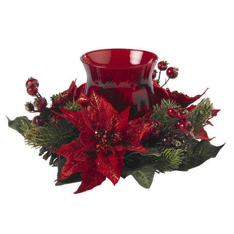 Poinsettia & Berry Candelabrum