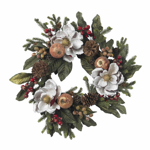 24" Magnolia Pinecone & Berry Wreath