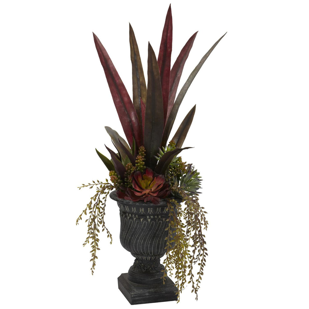 27" Mixed Succulent w-Urn