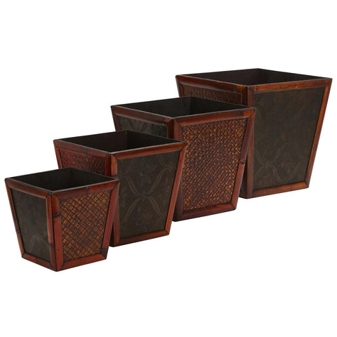 Bamboo Square Decorative Planters (Set of 4)