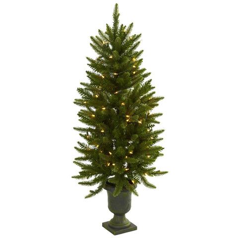 4' Christmas Tree w-Urn & Clear Lights