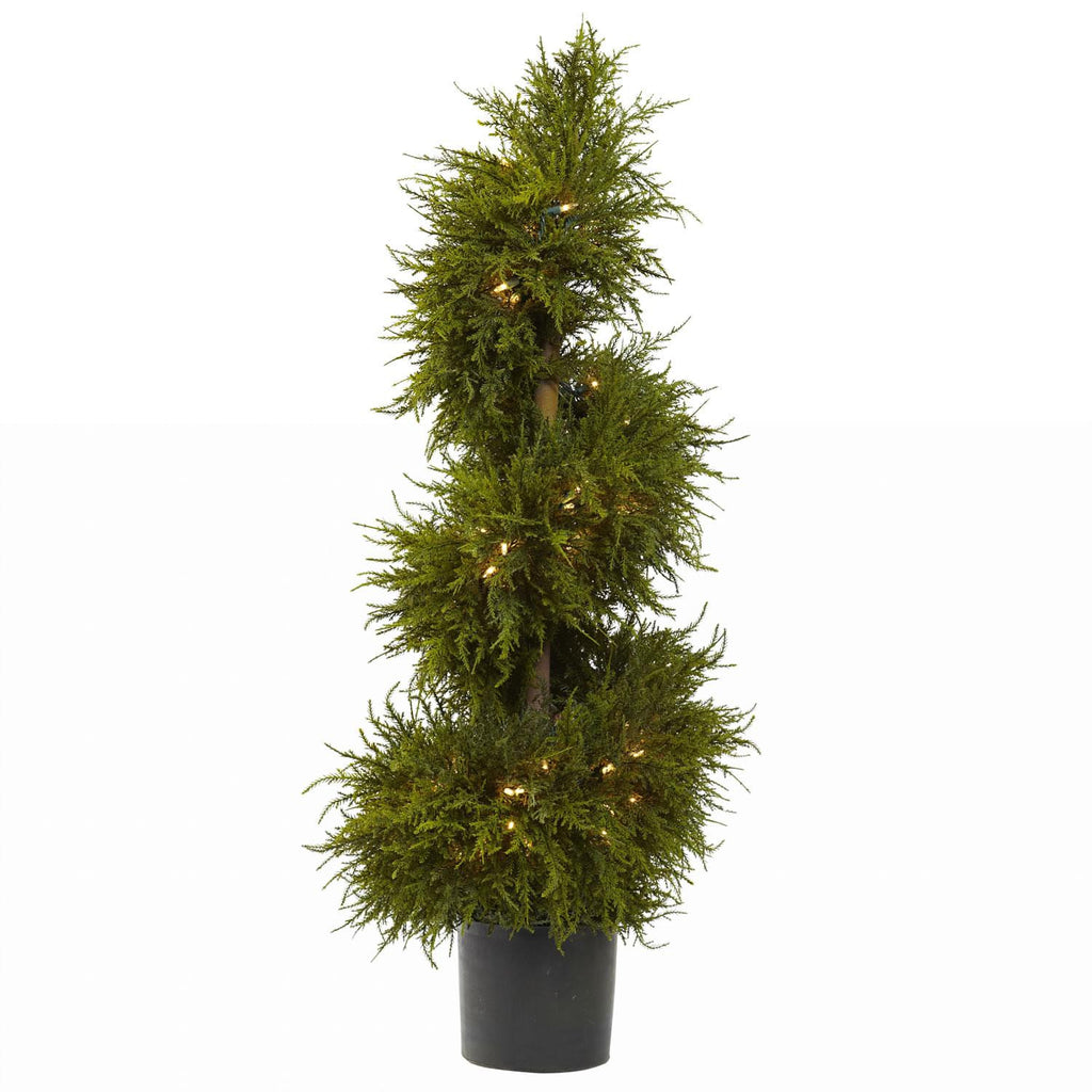 43" Cedar Spiral Topiary w-Lights