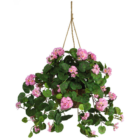 Geranium Hanging Basket Silk Plant