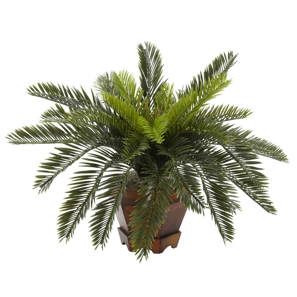 Cycas w-Hexagon Vase Silk Plant