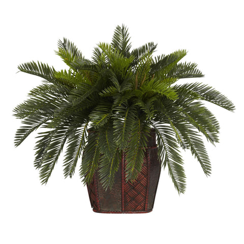 Double Cycas w-Vase Silk Plant