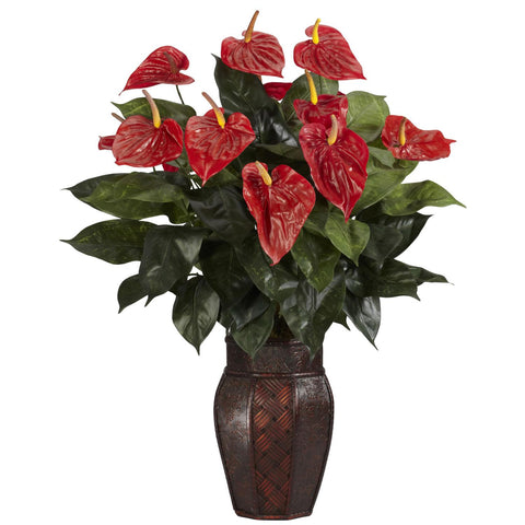 Anthurium w-Vase Silk Plant