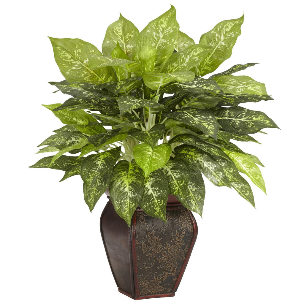 Dieffenbachia w-Decorative Vase Silk Plant