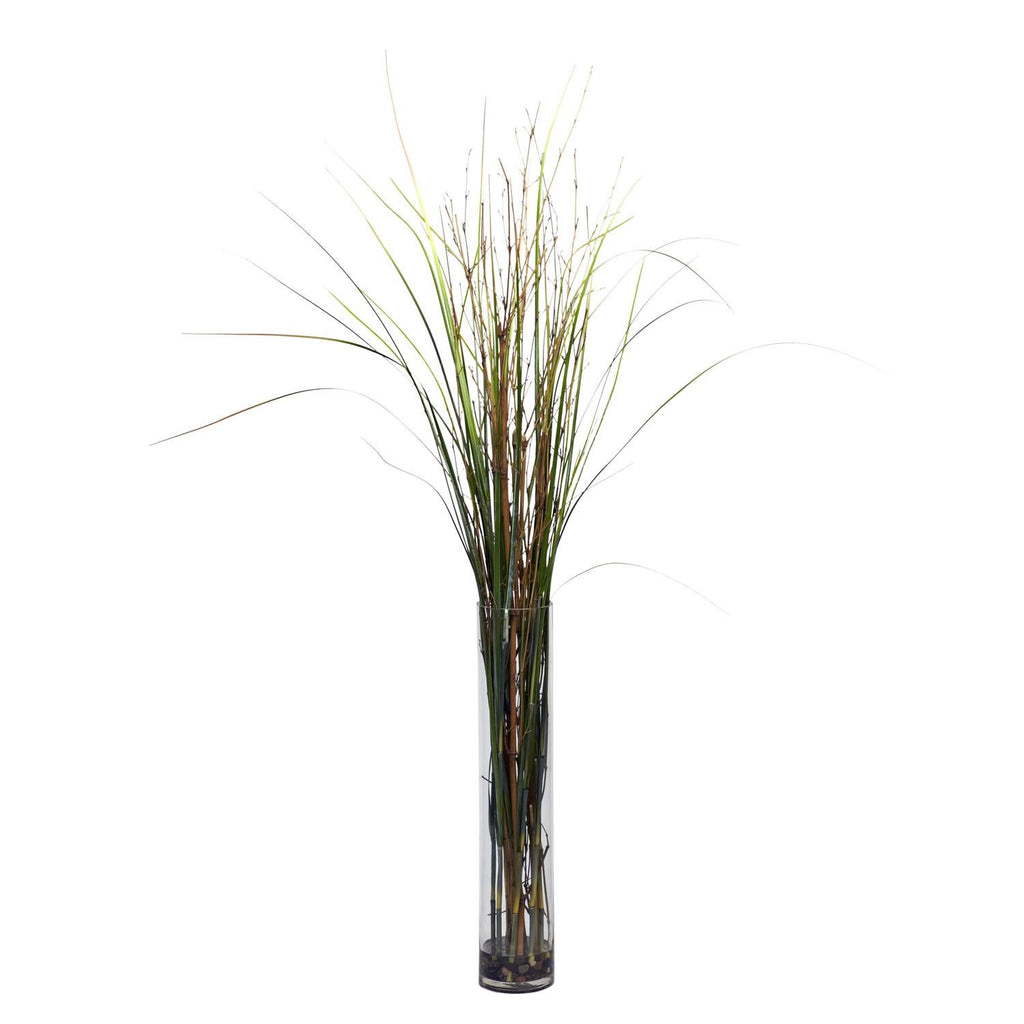 Grass & Bamboo w-Cylinder Silk Plant