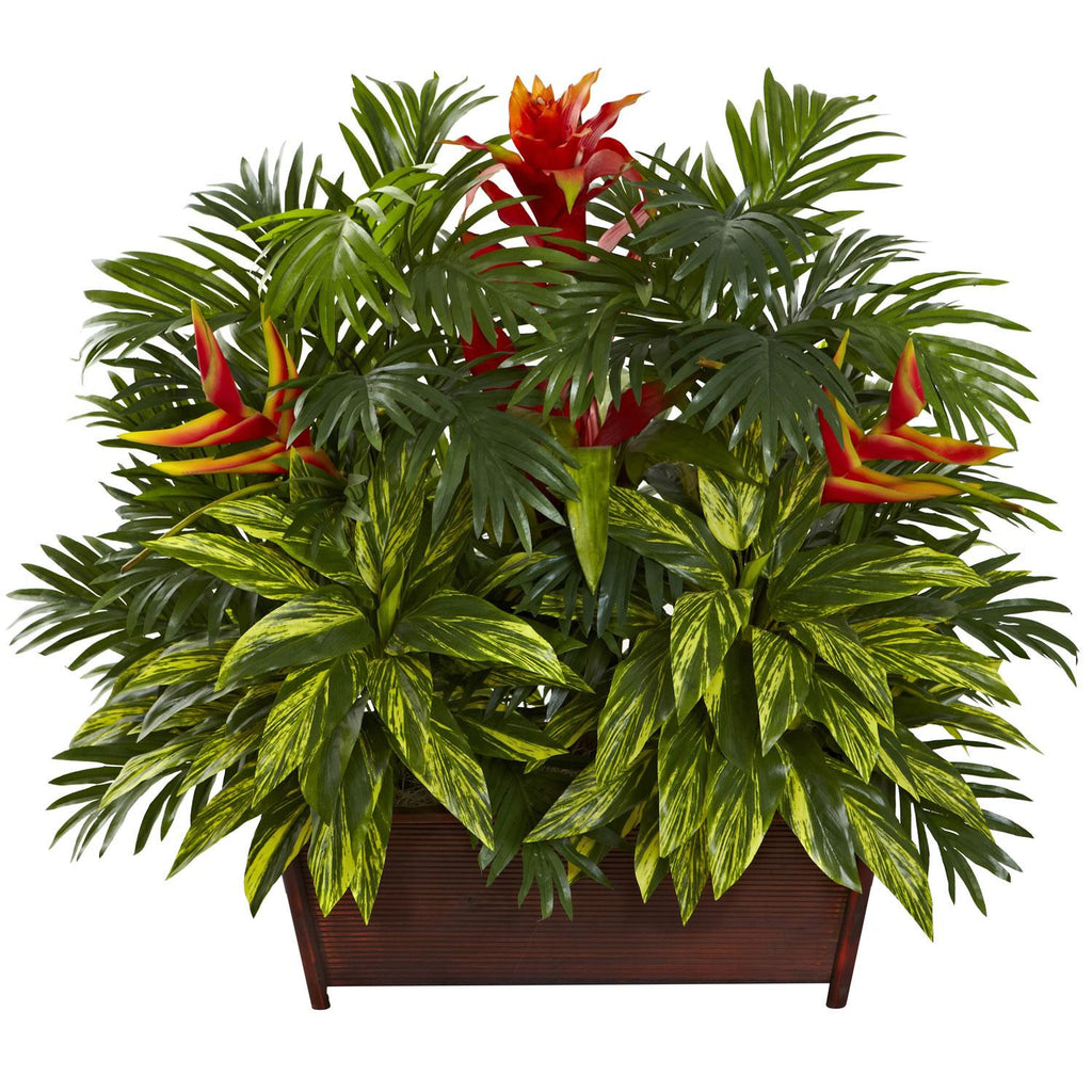 Tropical Garden w-Wood Planter